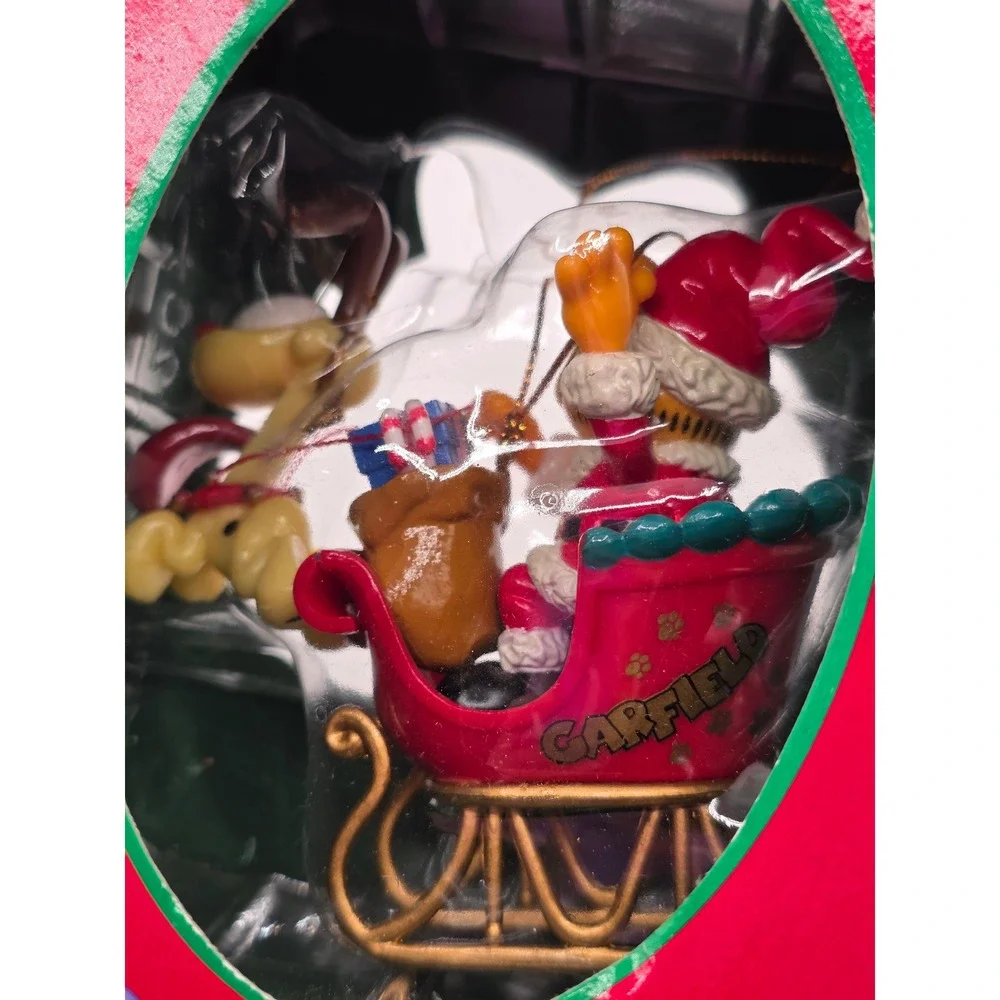Vintage 1996 Garfield Santa Sleigh Odie Christmas Ornament Trim-A-Tree